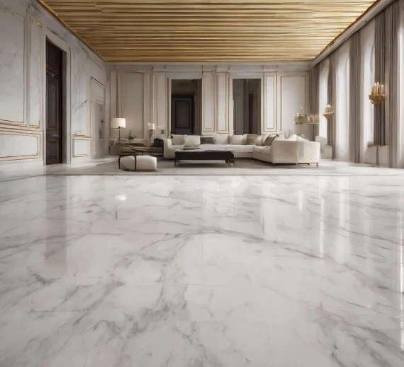Restored marble living room floor